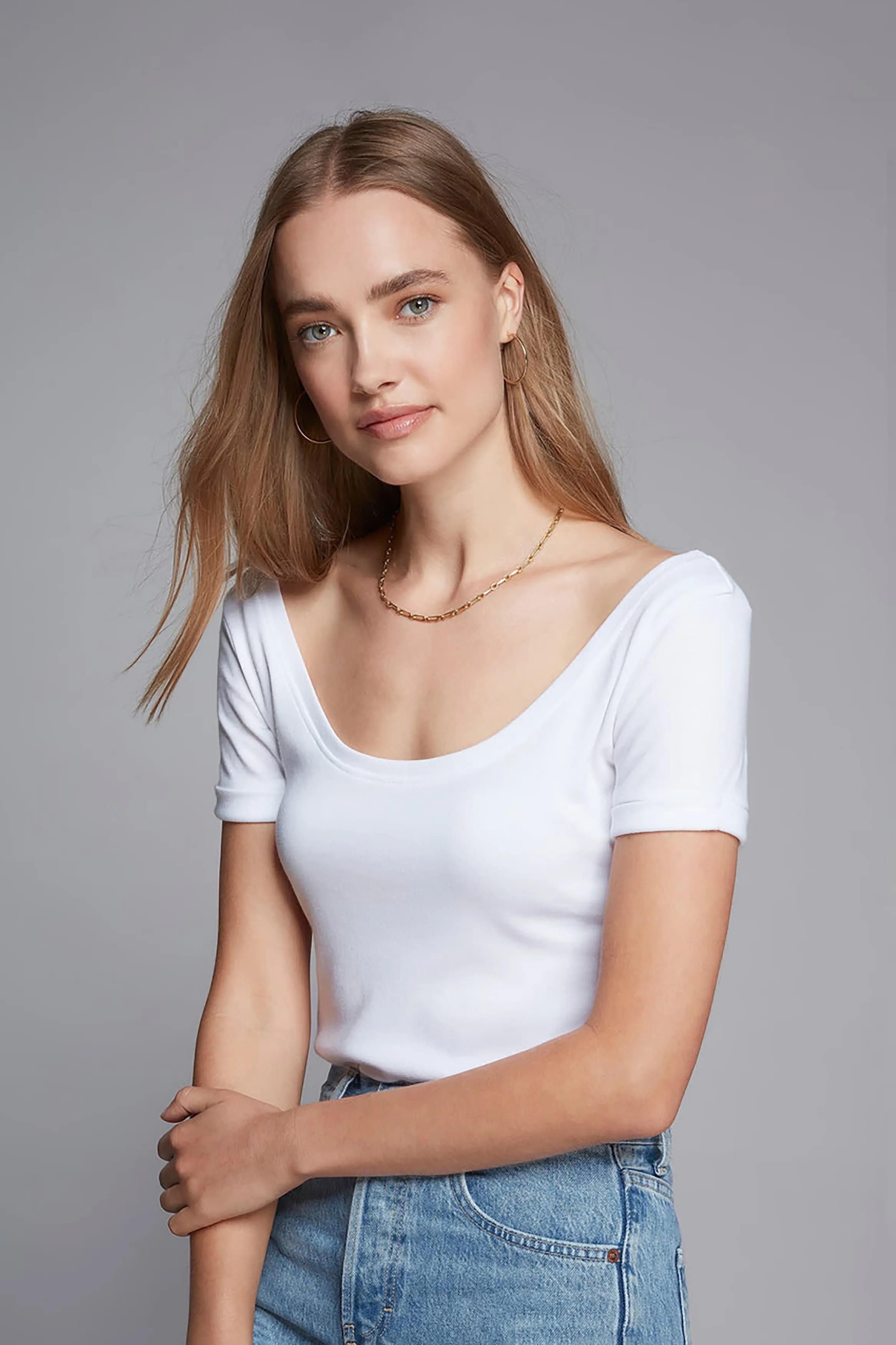 Boat Neck Cotton Modal Blend T-shirt - Image 3