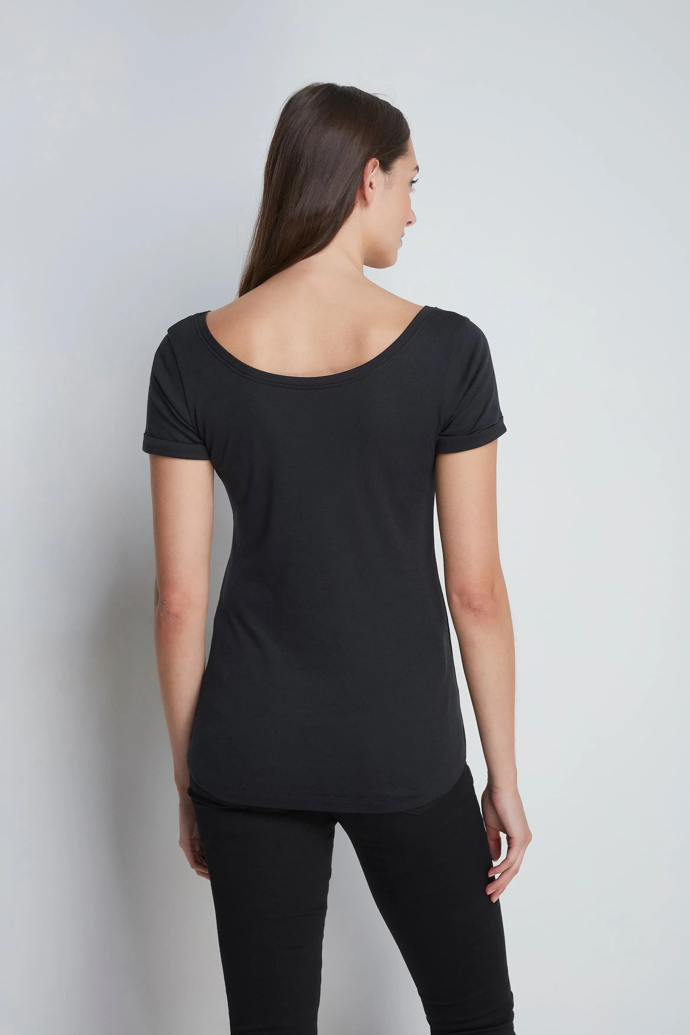 Boat Neck Cotton Modal Blend T-shirt - Image 7