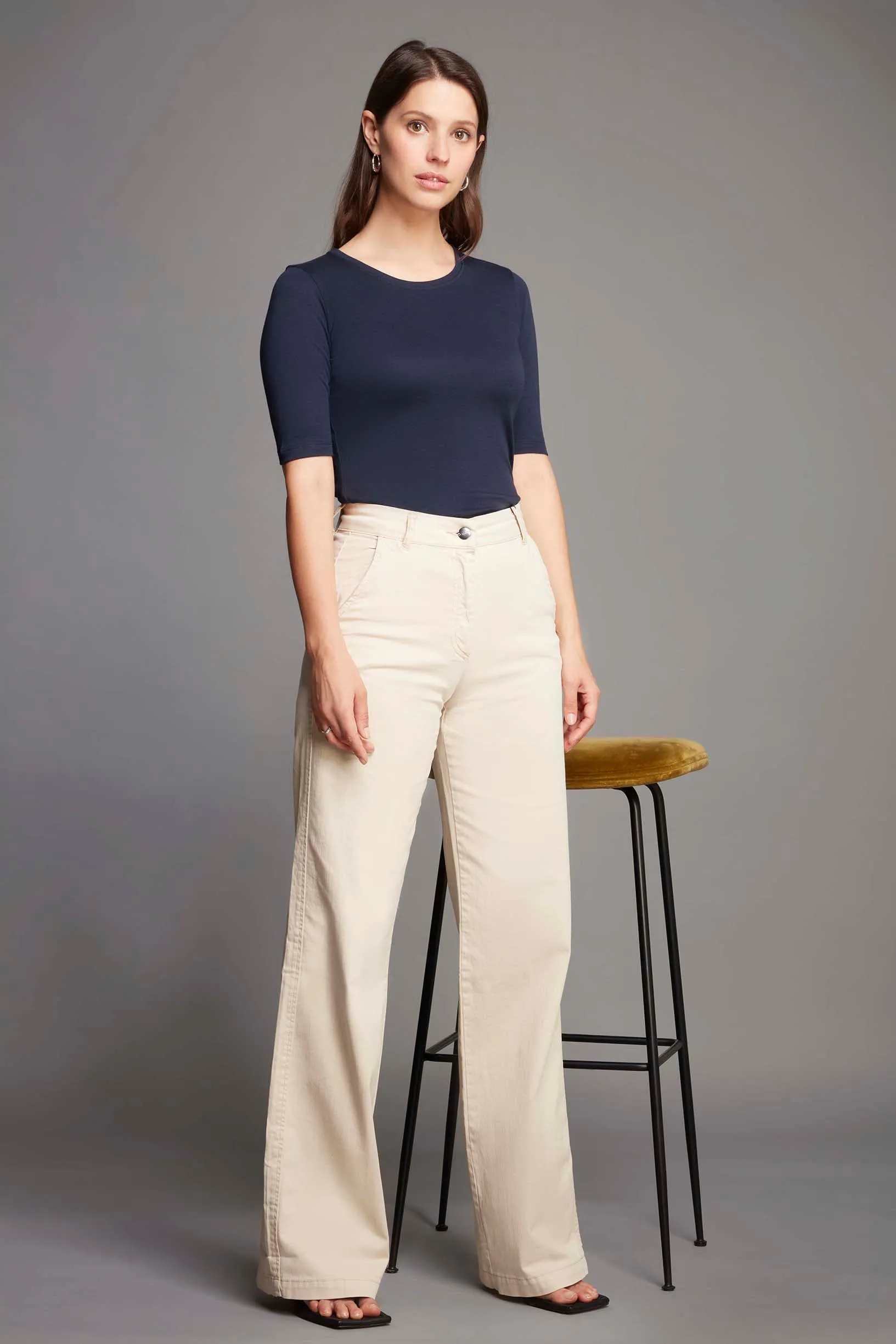 Half Sleeve Crew Neck Cotton Modal Blend T-shirt - Image 6