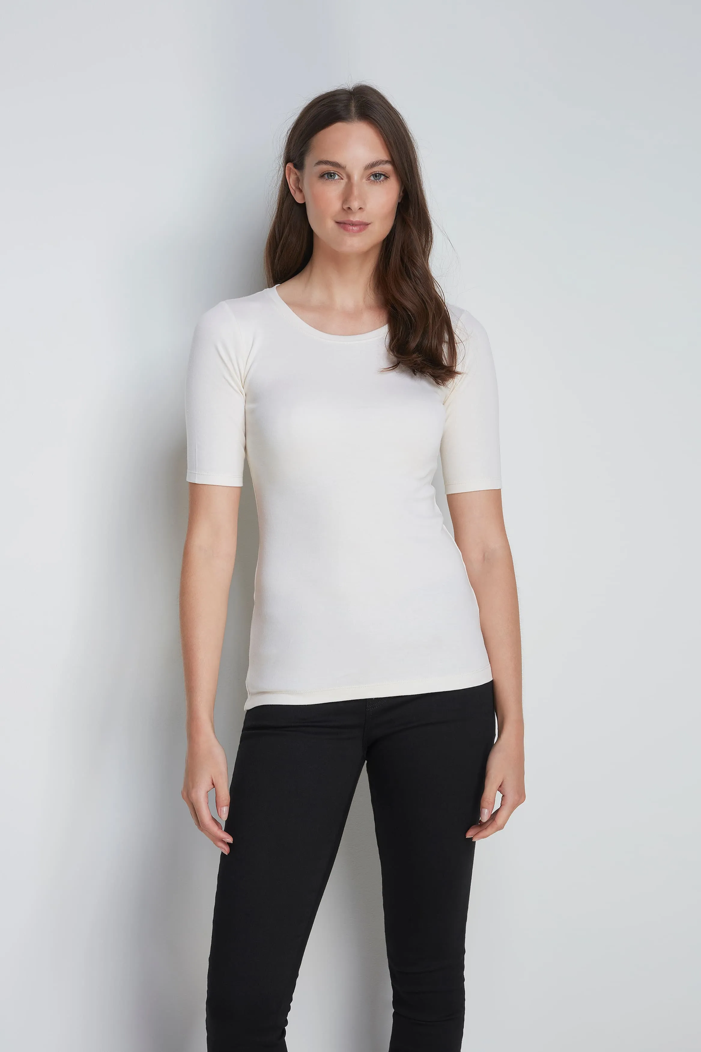 Half Sleeve Crew Neck Cotton Modal Blend T-shirt - Image 7