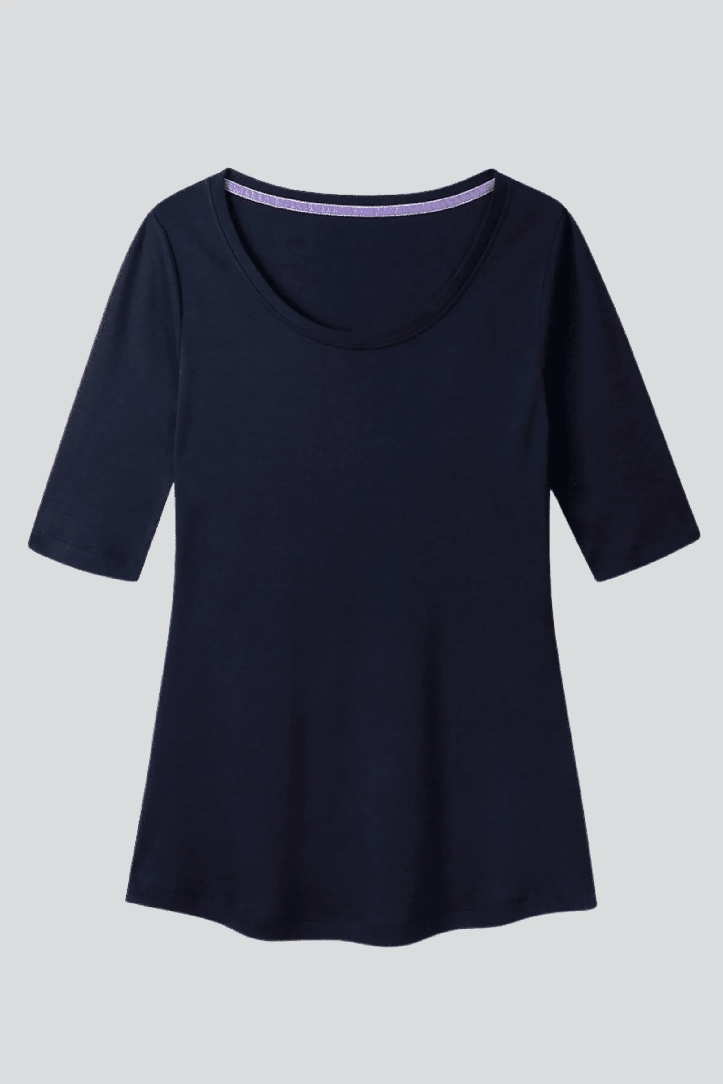 Half Sleeve Scoop Neck Cotton Modal Blend T-Shirt - Image 4