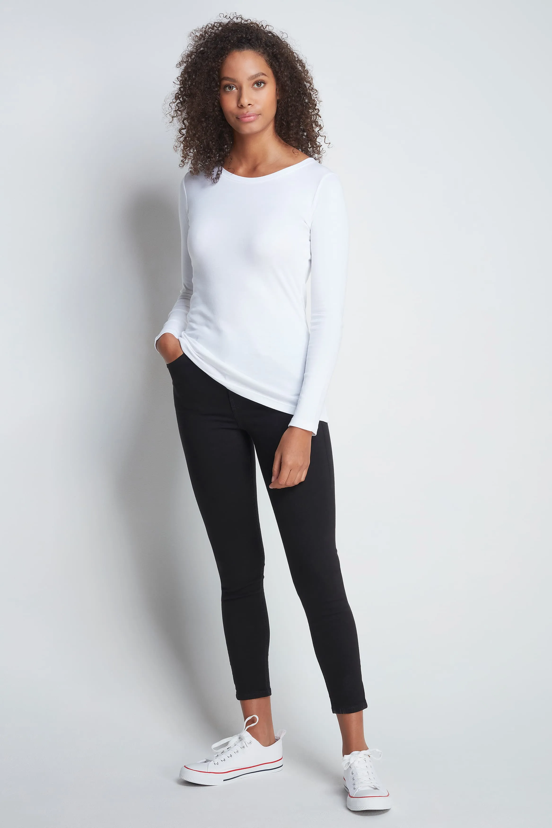 Long Sleeve Crew Neck Cotton Modal Blend T-shirt - Image 9