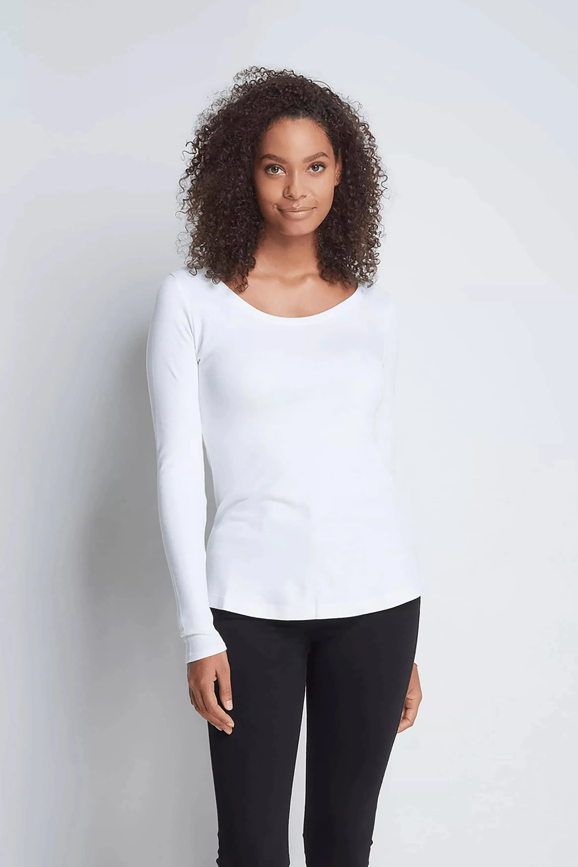 Long Sleeve Scoop Neck Cotton Modal Blend T-shirt - Image 4