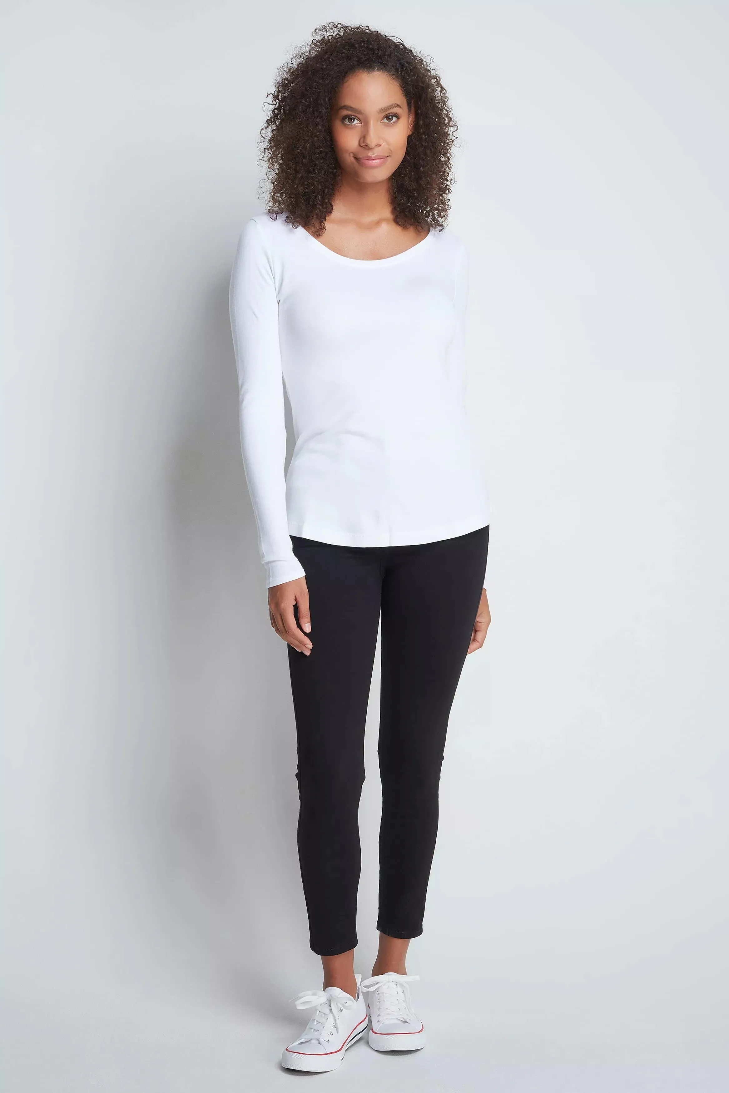 Long Sleeve Scoop Neck Cotton Modal Blend T-shirt - Image 5