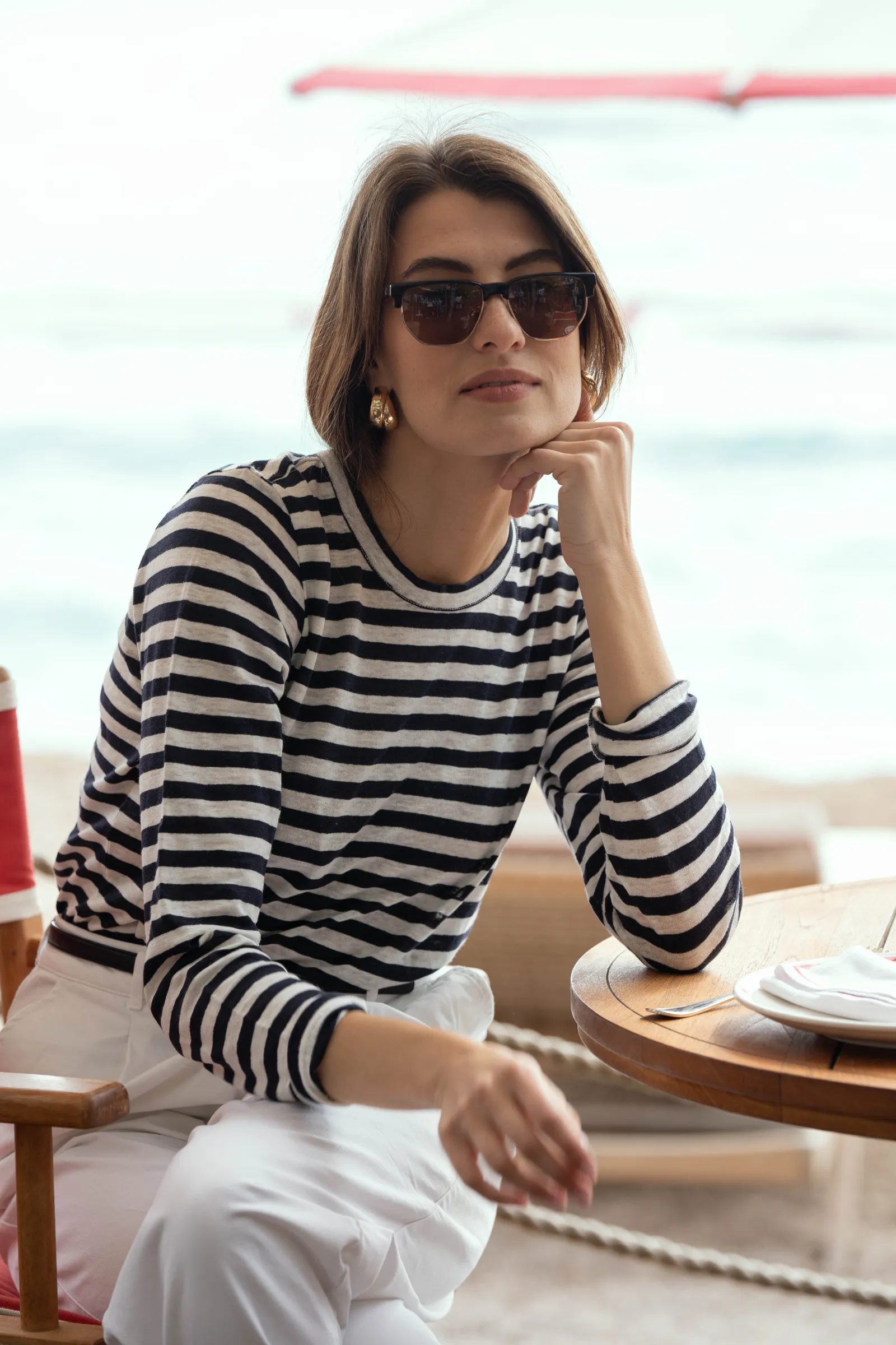 Long Sleeve Striped Linen T-shirt - Image 4
