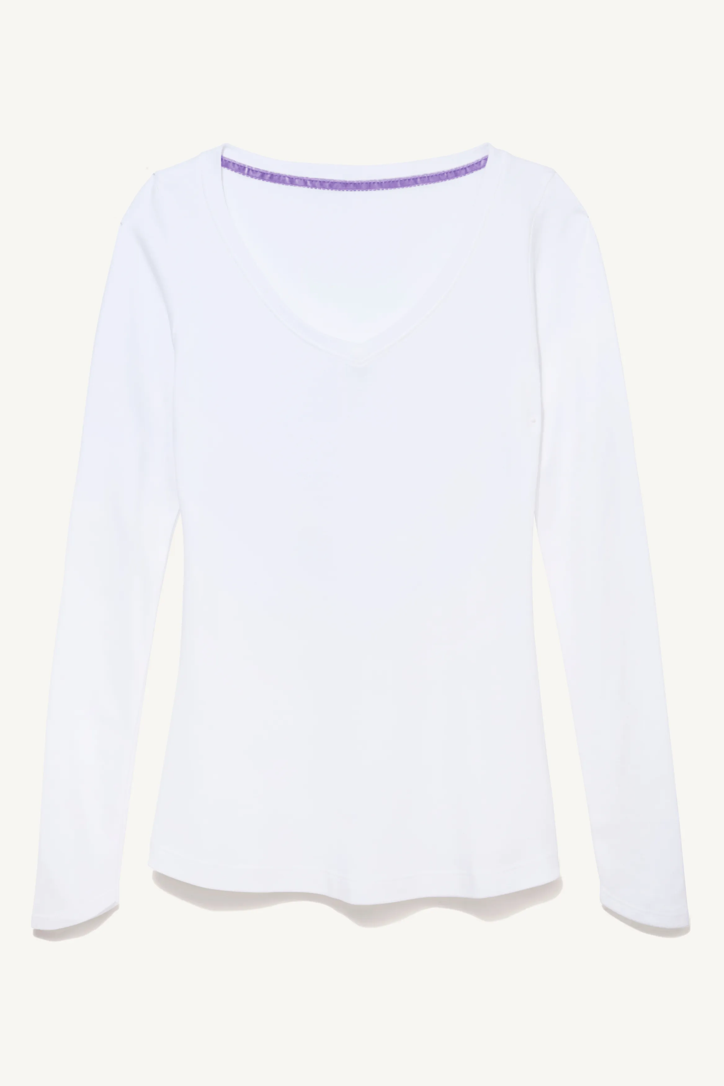 Long Sleeve V Neck Cotton Modal Blend T-shirt - Image 3