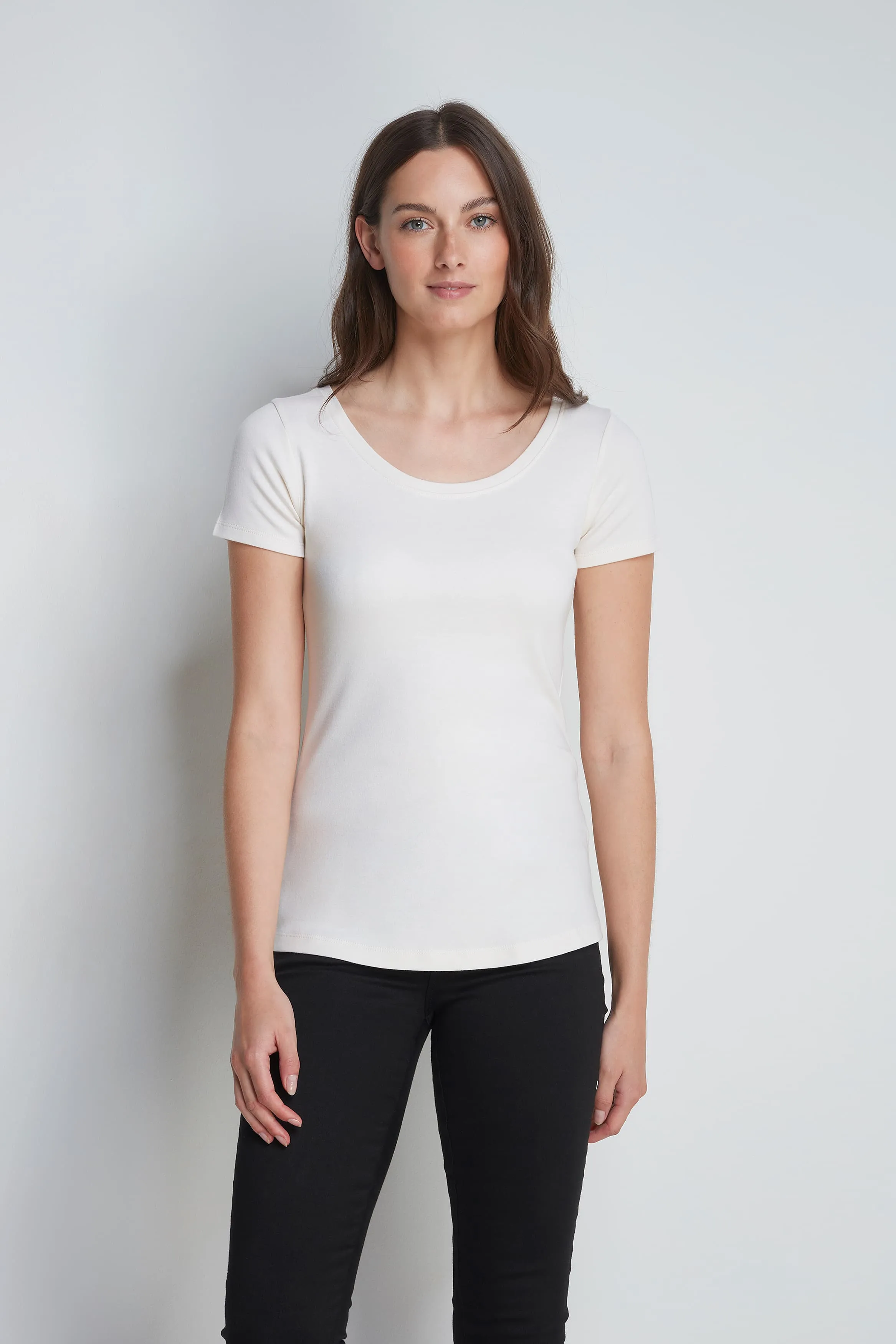 Scoop Neck Cotton Modal Blend T-shirt - Image 13