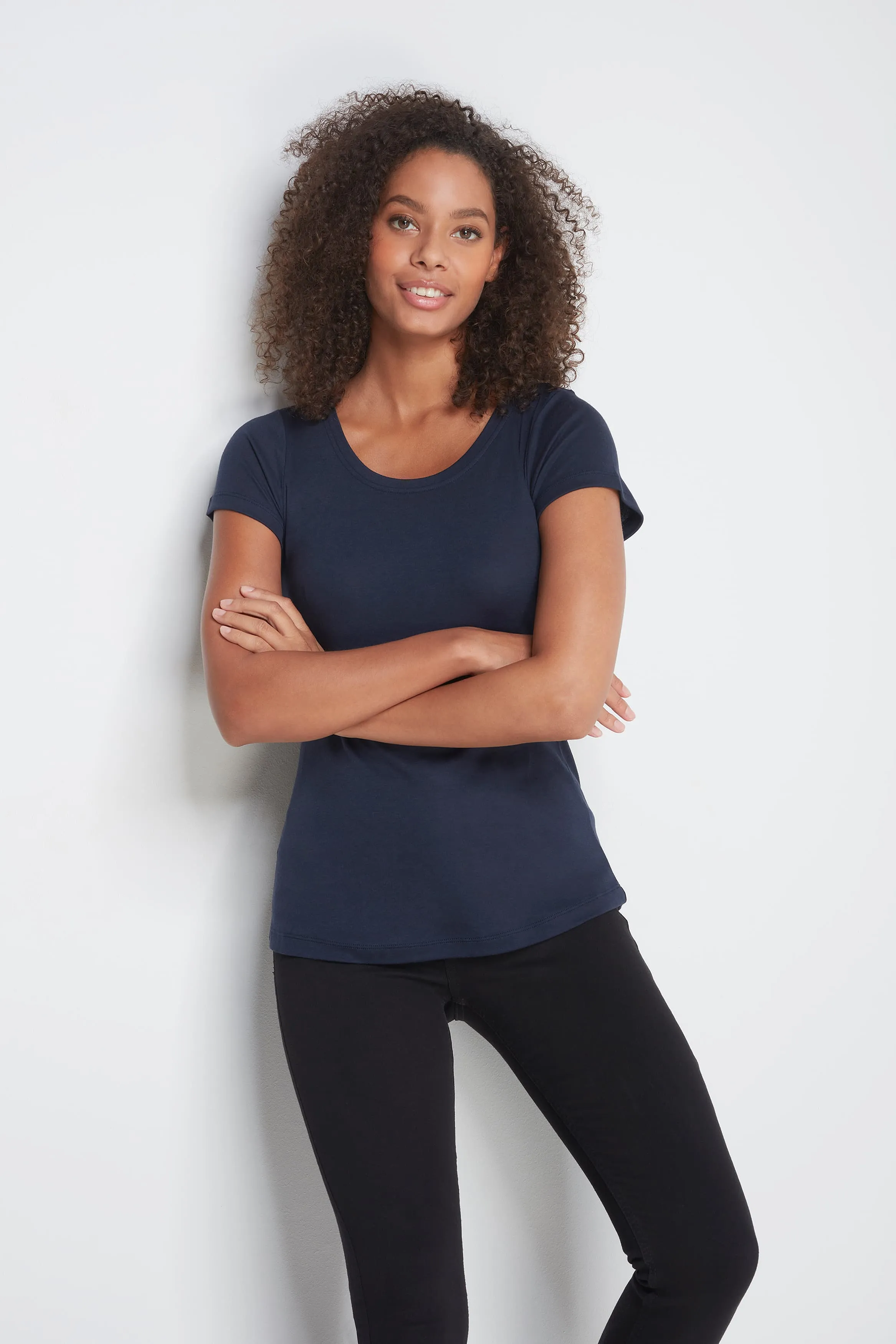 Scoop Neck Cotton Modal Blend T-shirt - Image 7
