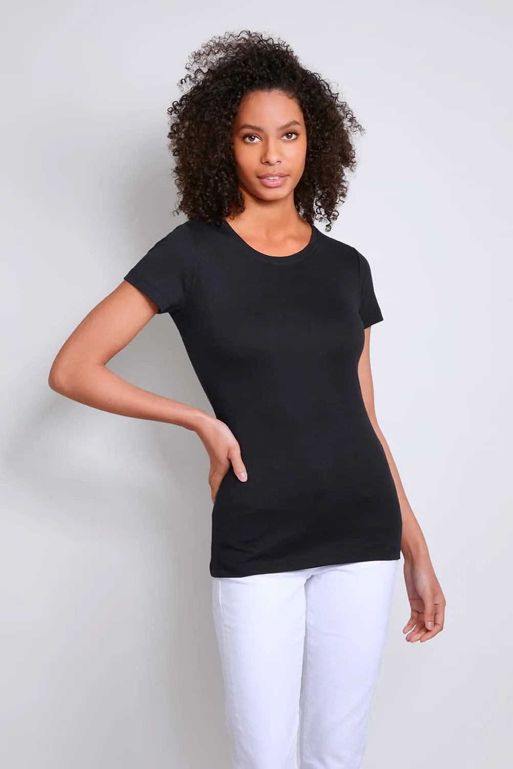 Short Sleeve Crew Neck Cotton Modal Blend T-shirt - Image 10