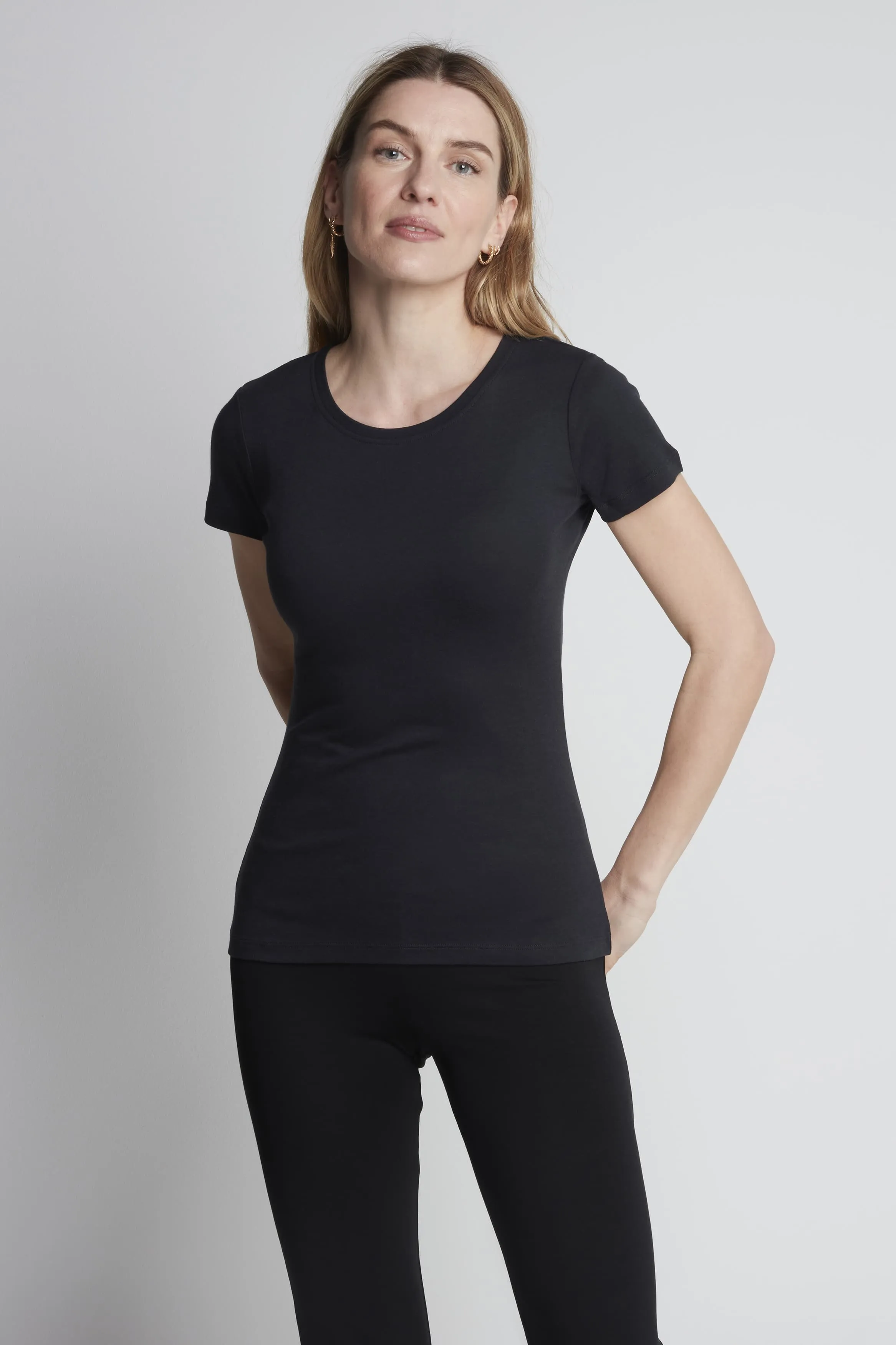 Short Sleeve Crew Neck Cotton Modal Blend T-shirt - Image 3