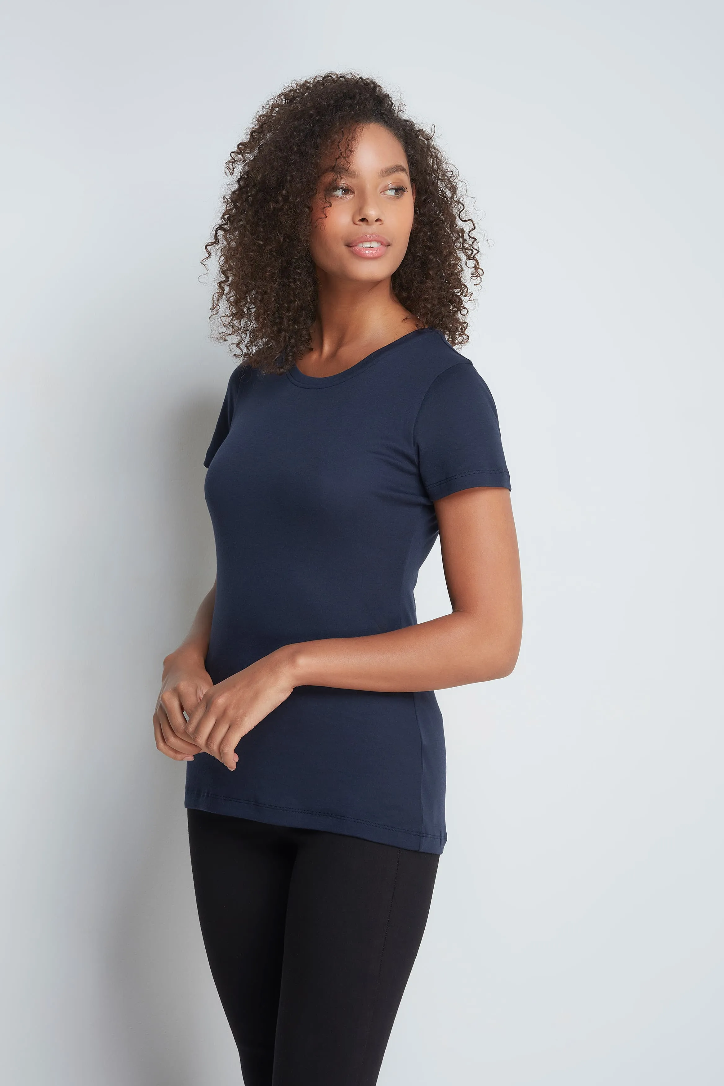 Short Sleeve Crew Neck Cotton Modal Blend T-shirt - Image 5