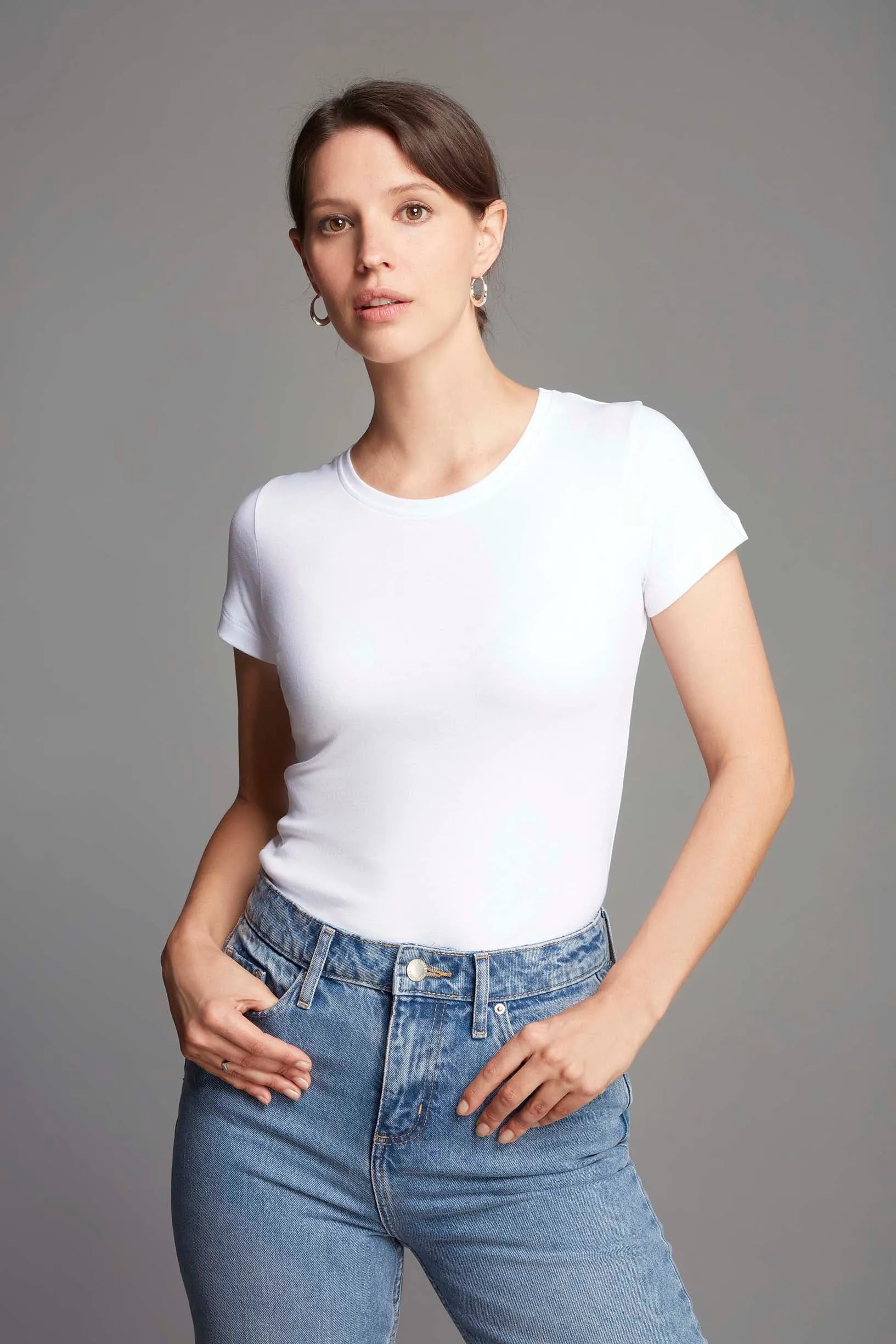 Short Sleeve Crew Neck Cotton Modal Blend T-shirt - Image 7