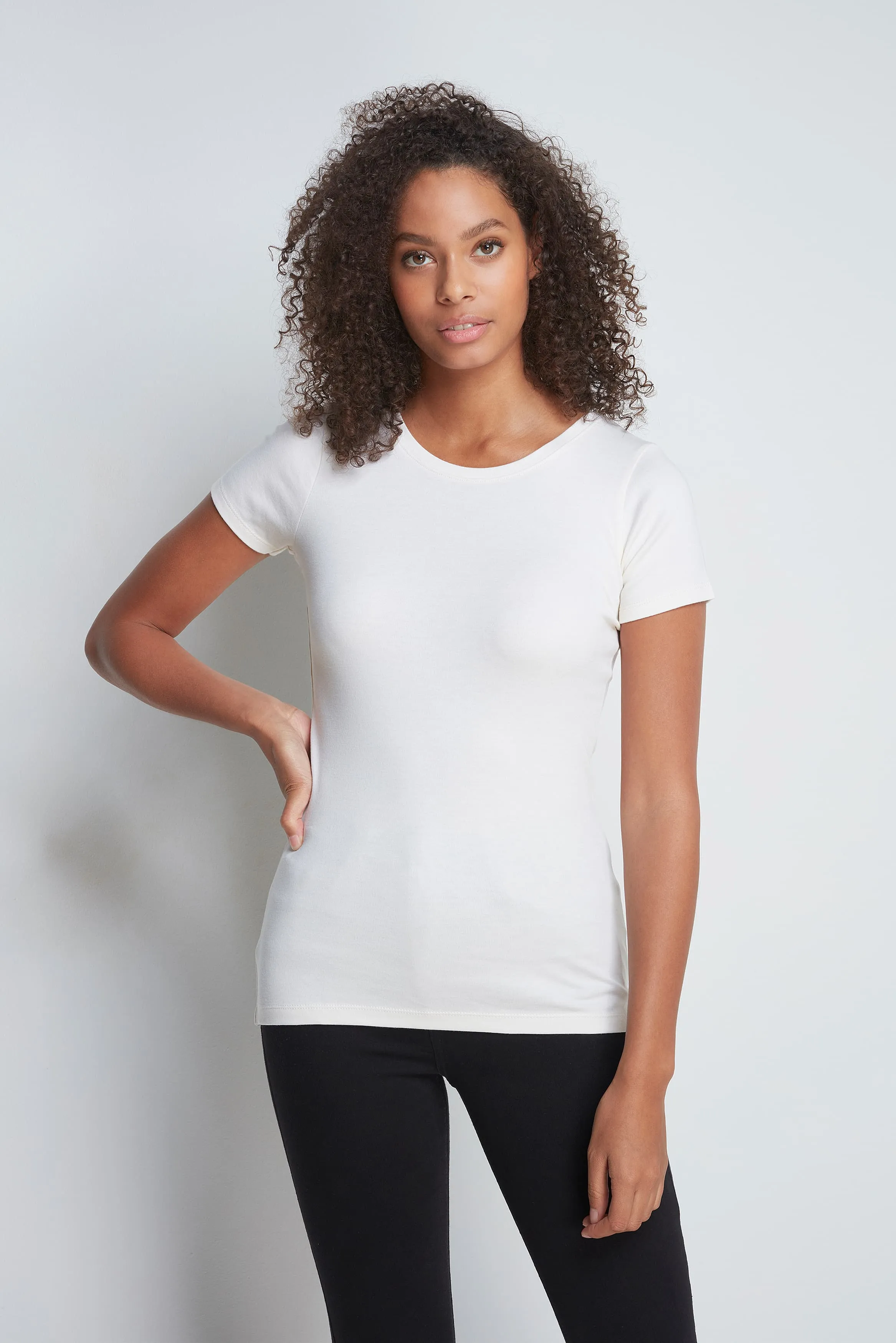 Short Sleeve Crew Neck Cotton Modal Blend T-shirt - Image 9