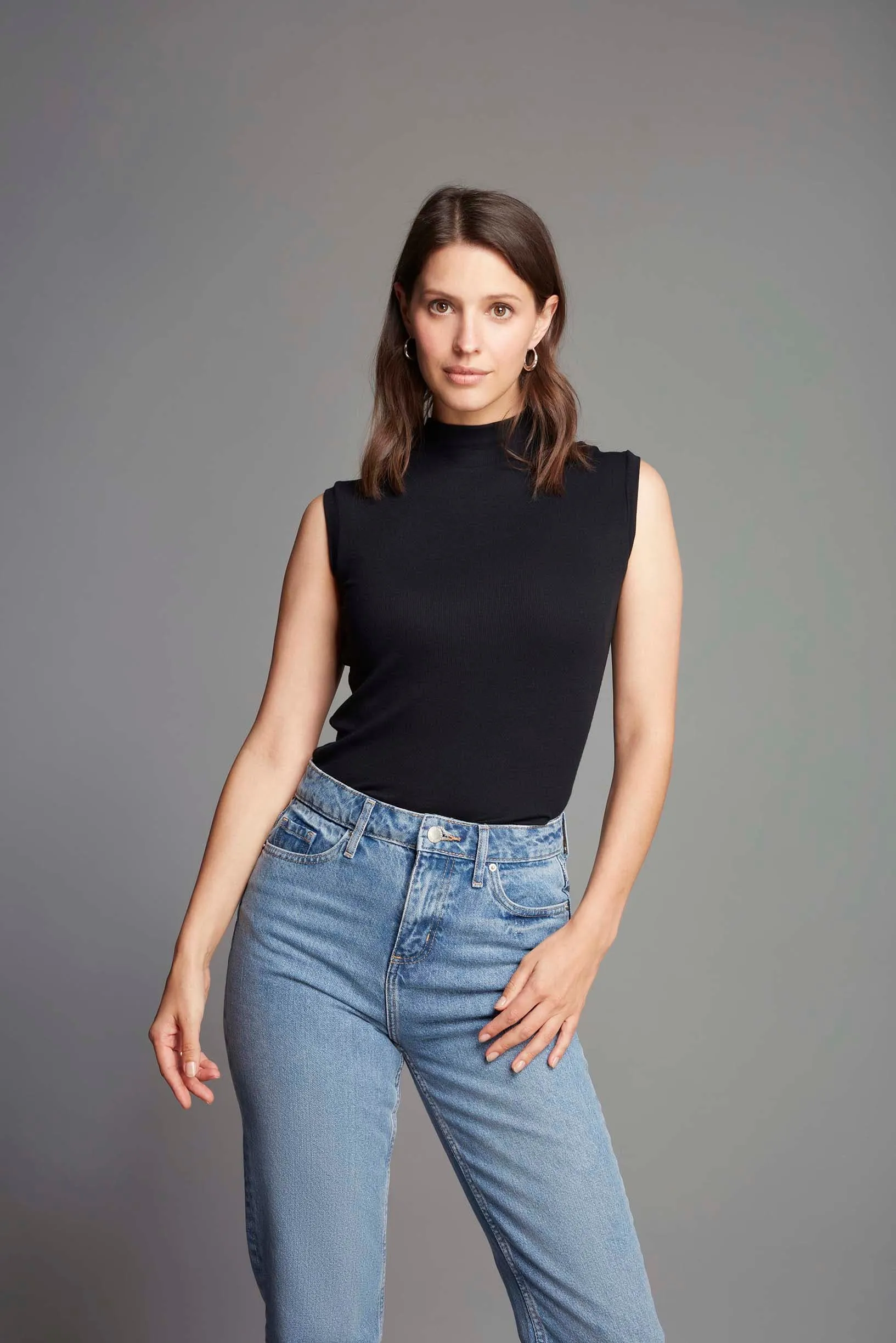 Sleeveless Mock Neck Micro Modal Top - Image 6