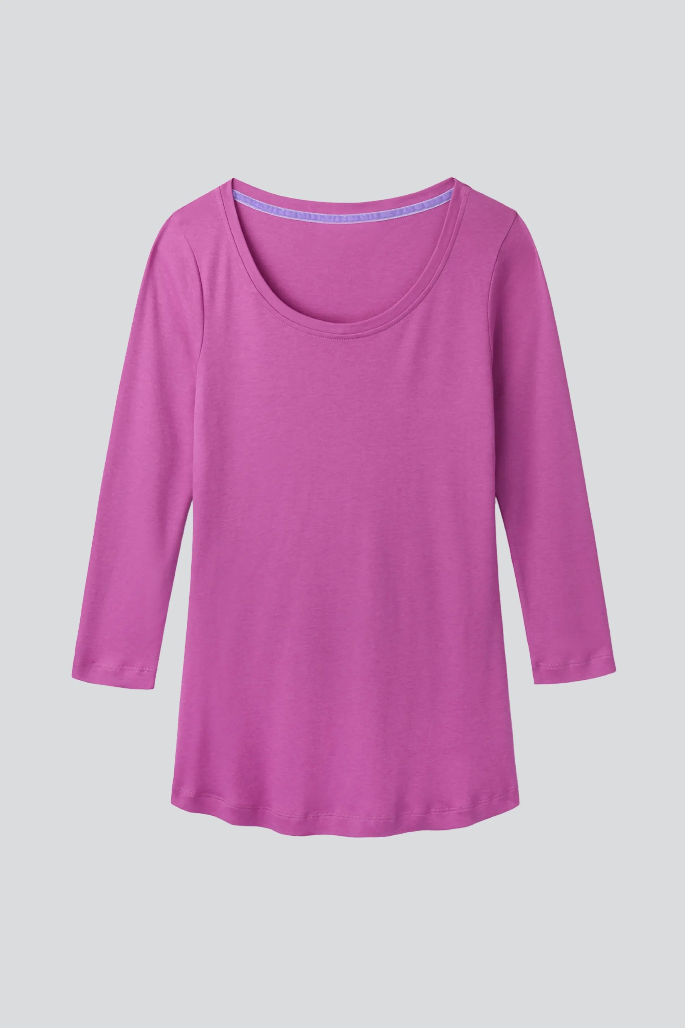 3/4 Sleeve Scoop Neck Cotton Modal Blend T-Shirt - Image 10