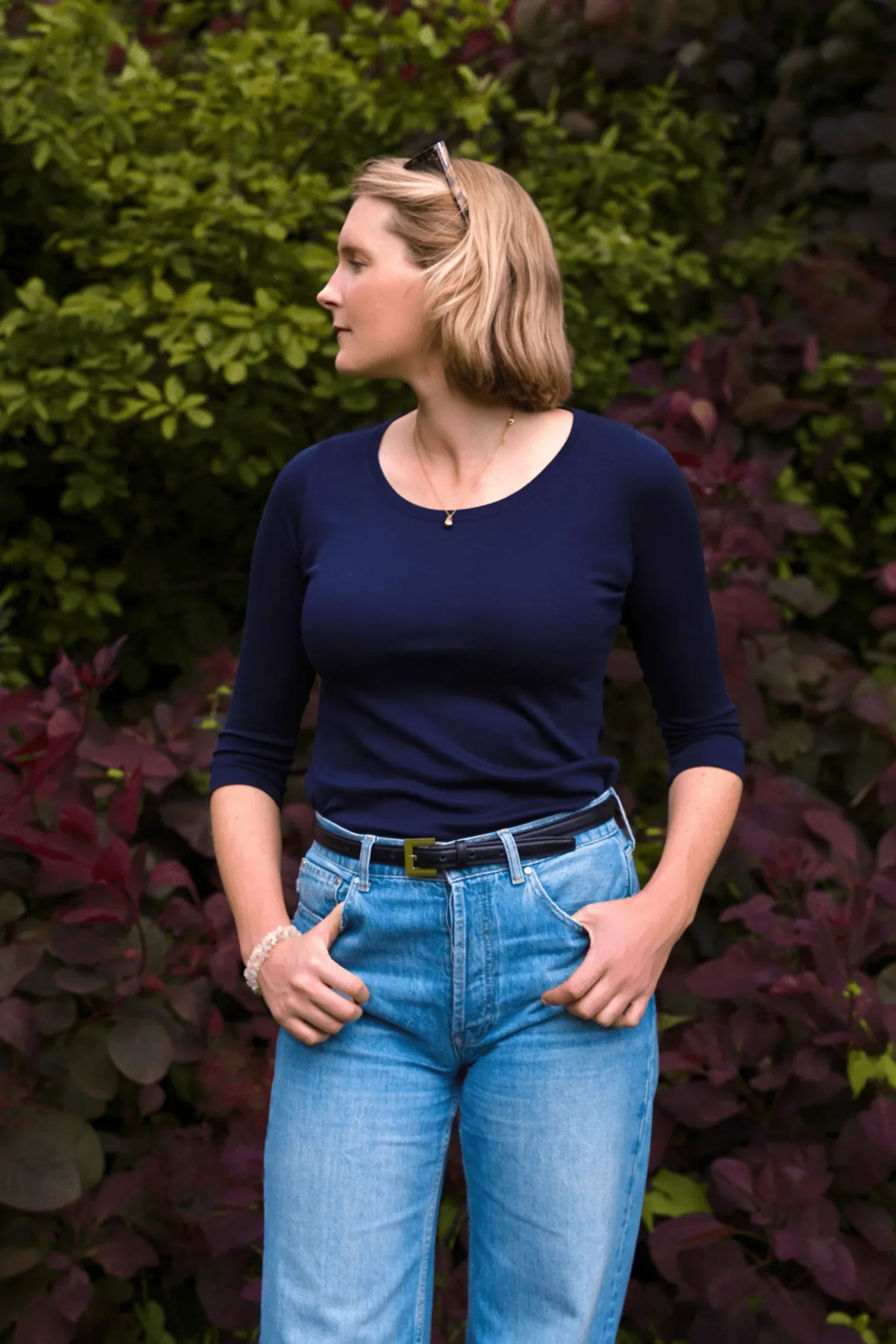 3/4 Sleeve Scoop Neck Cotton Modal Blend T-Shirt - Image 16