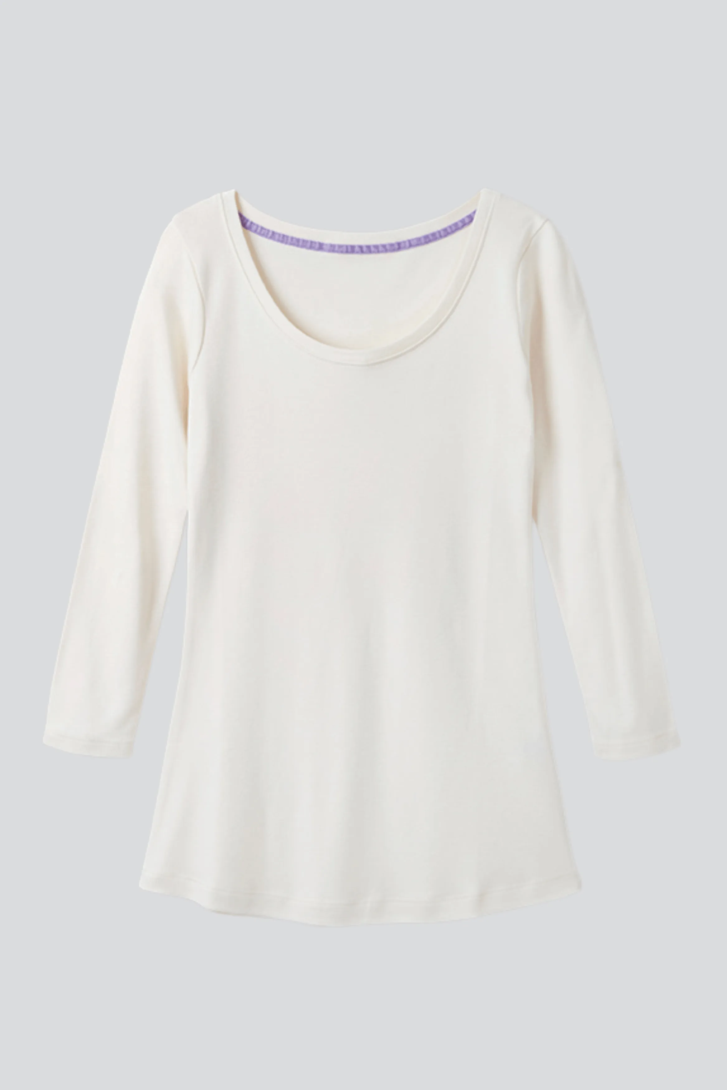 3/4 Sleeve Scoop Neck Cotton Modal Blend T-Shirt - Image 20