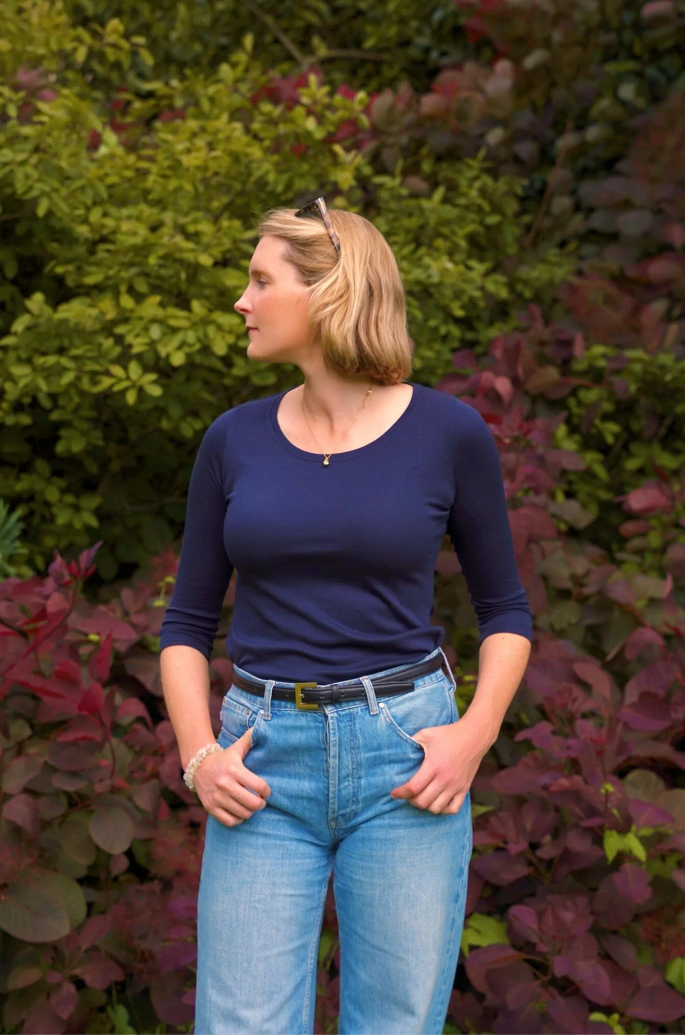 3/4 Sleeve Scoop Neck Cotton Modal Blend T-Shirt - Image 21