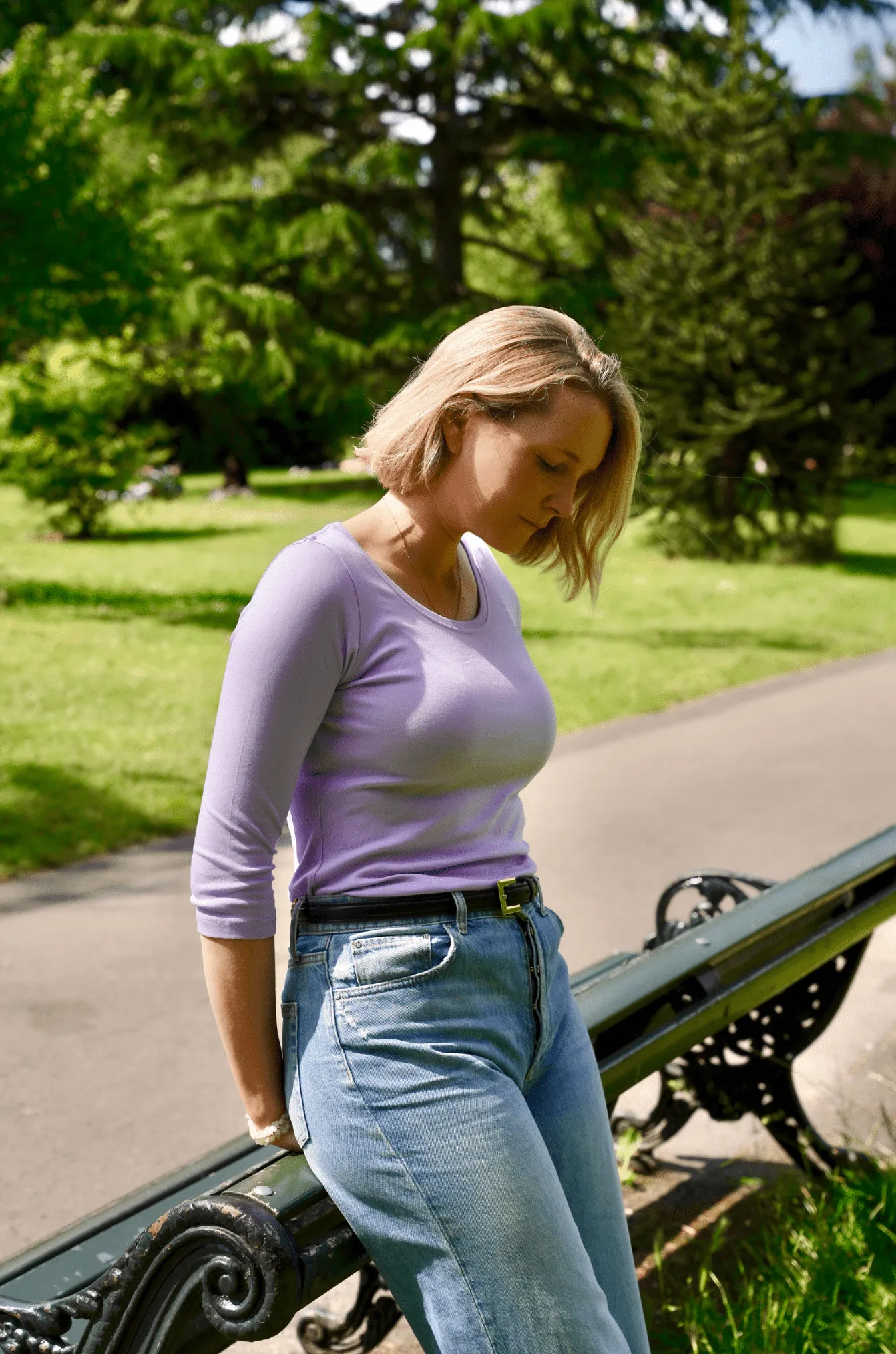 3/4 Sleeve Scoop Neck Cotton Modal Blend T-Shirt - Image 23