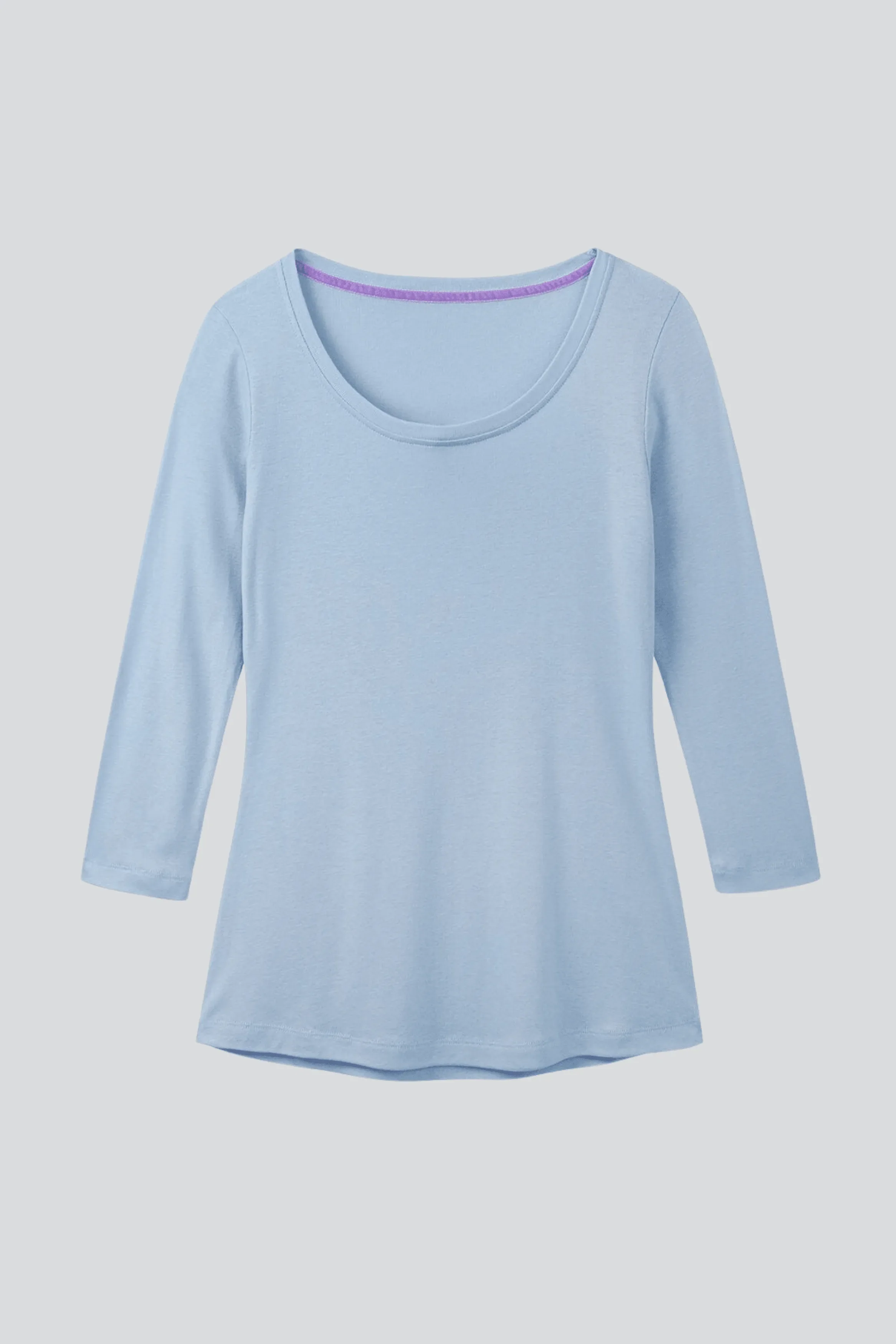 3/4 Sleeve Scoop Neck Cotton Modal Blend T-Shirt - Image 25