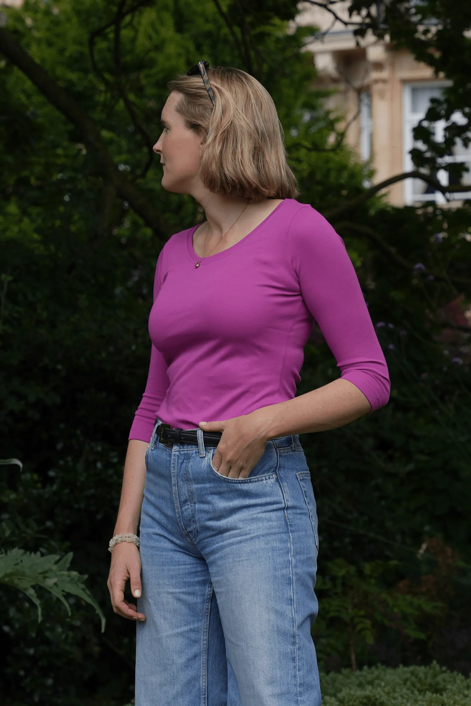 3/4 Sleeve Scoop Neck Cotton Modal Blend T-Shirt - Image 28