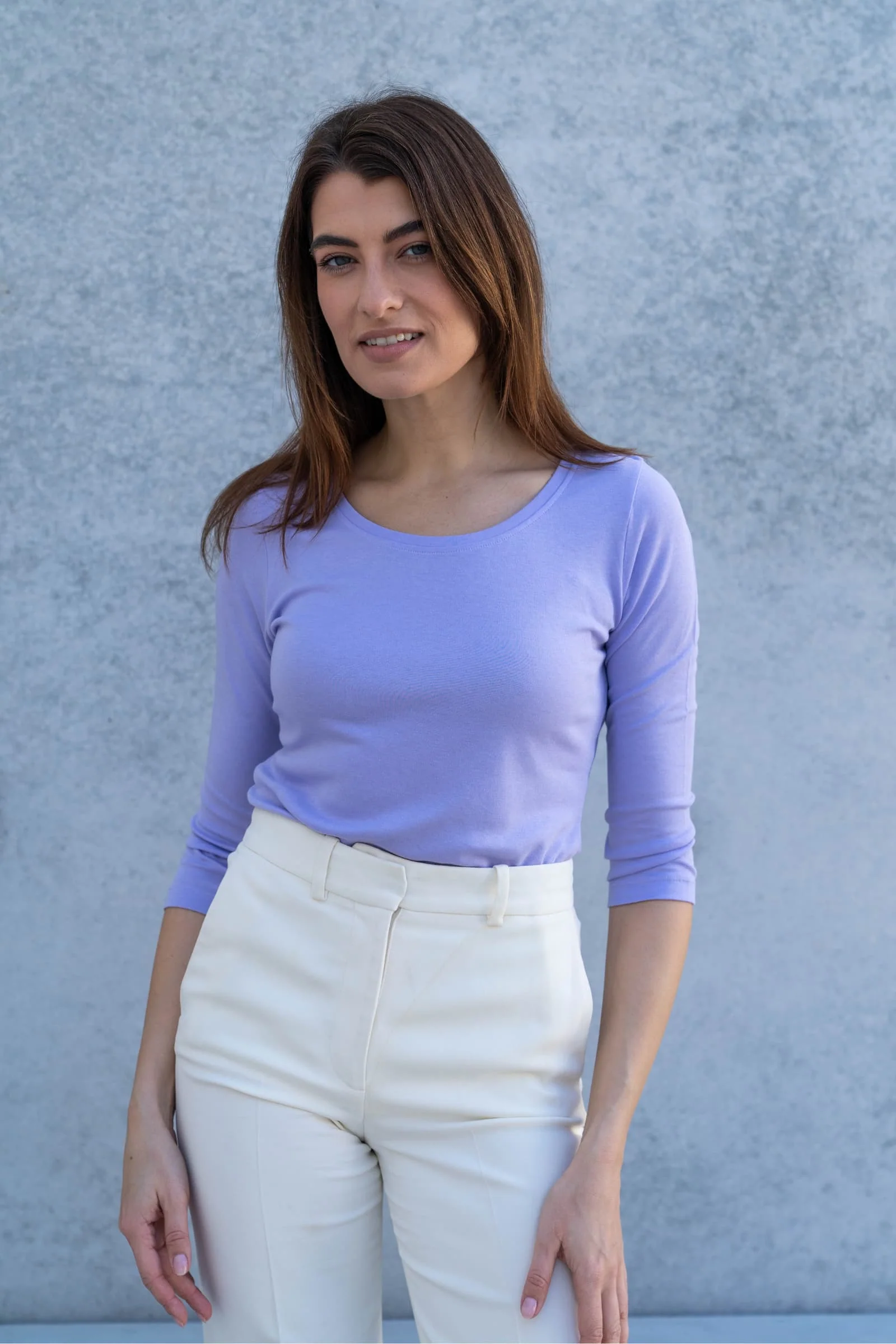 3/4 Sleeve Scoop Neck Cotton Modal Blend T-Shirt - Image 29