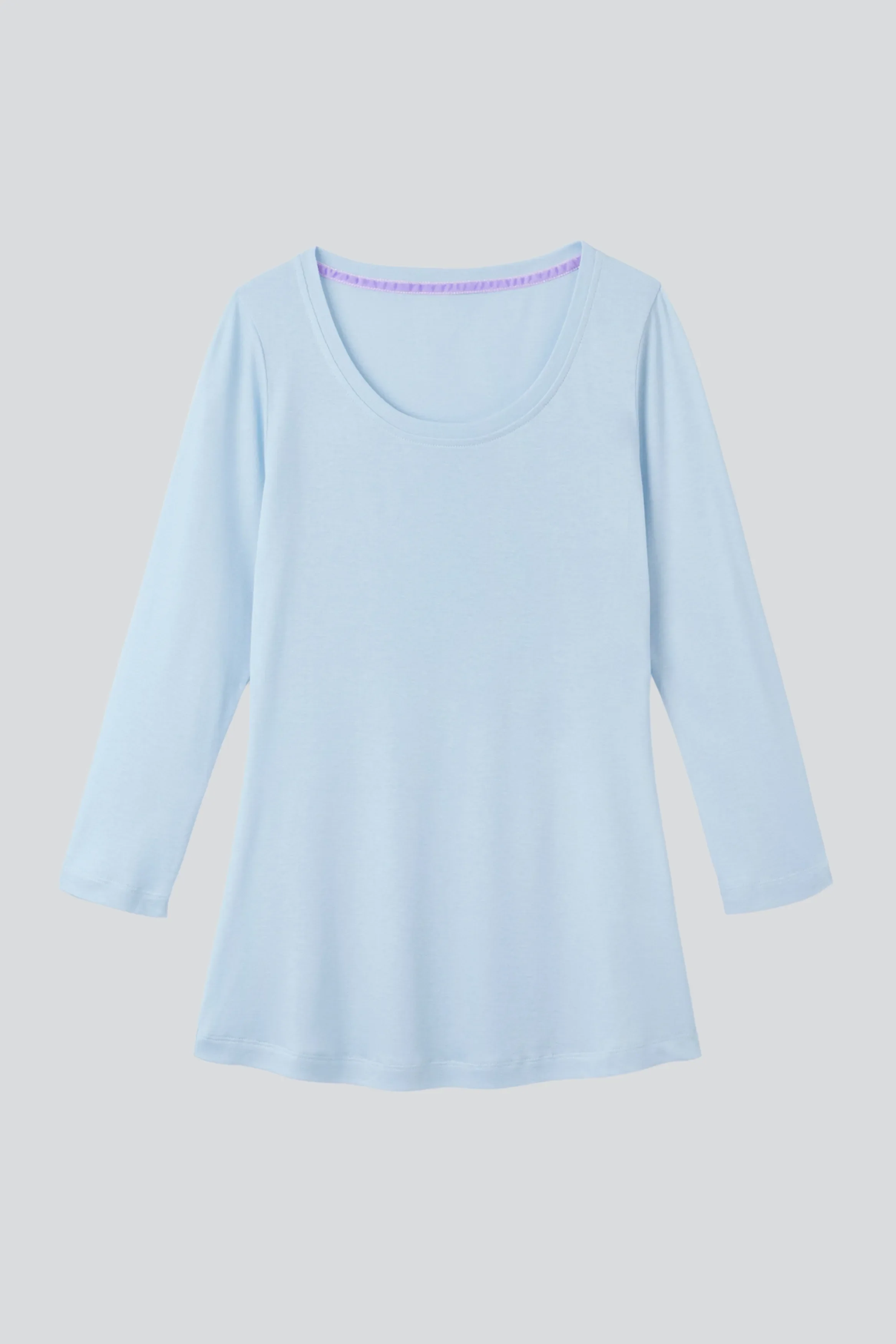 3/4 Sleeve Scoop Neck Cotton Modal Blend T-Shirt - Image 7