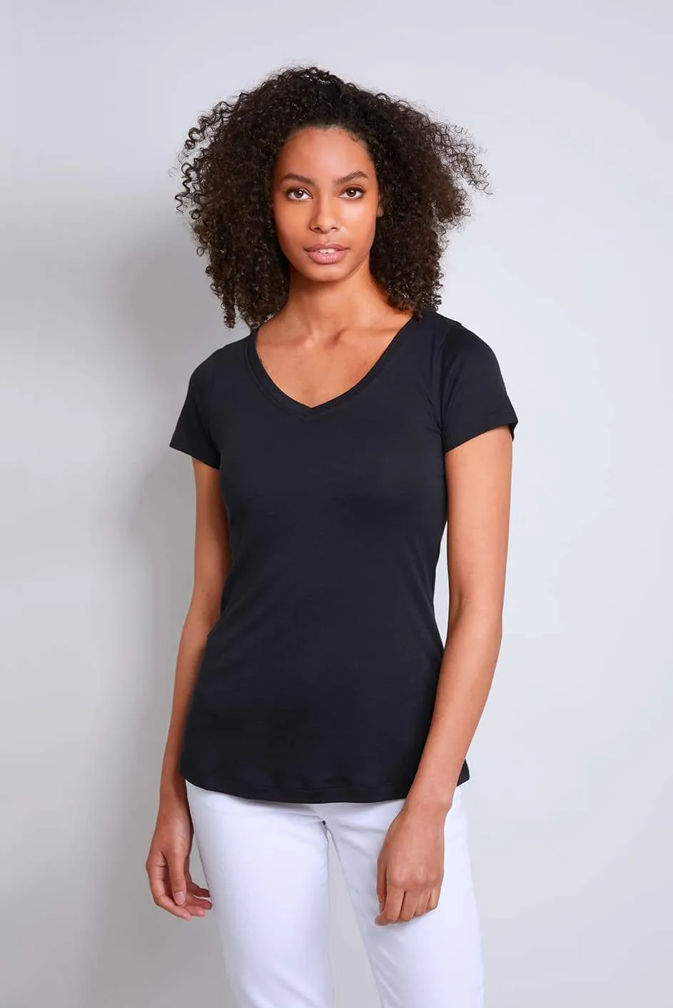 V Neck Cotton Modal Blend T-shirt - Image 6